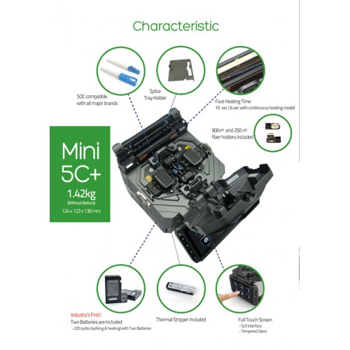FiberFox Mini 5C+ Core Alignment Splicer w/ Fixed Focus