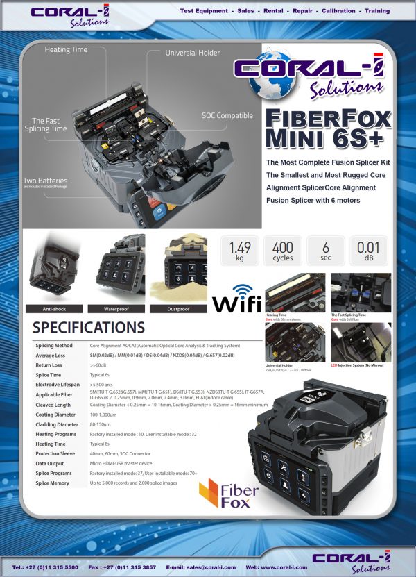 FiberFox Mini 6S+ Core Alignment Fusion Splicer (With WiFi)
