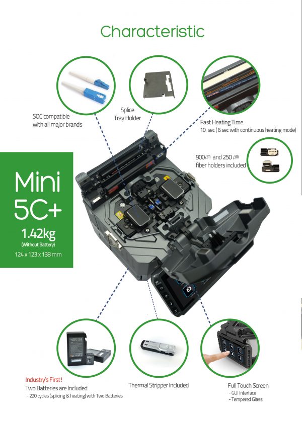 FiberFox Mini 5C+ Core Alignment Splicer w/ Fixed Focus